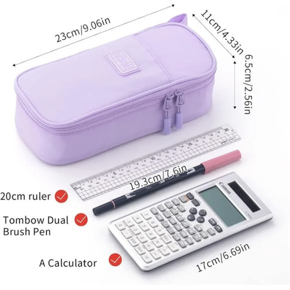 Durable Purple Pencil Case Pouch‎ Bag Storage School Supplies for Girls, Teens